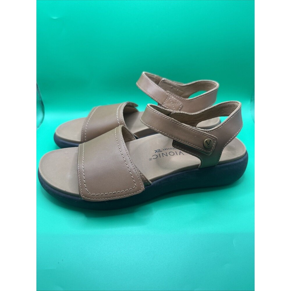 Vionic Womens Awaken Slingback Comfort Walking Sandals Wheat Leather 7.5 M